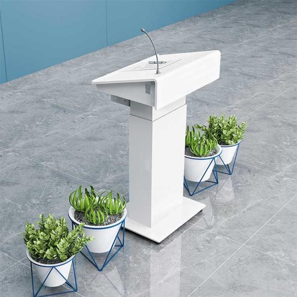 Quality White Office Height Adjustable Desk Electric Lift Podium With Movable Casters for sale
