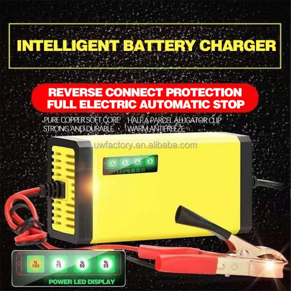 12V 4A 3A 2A Solar Auto Digital Battery Charger with LCD Display Reverse Connecting Protection Connector Current Protection