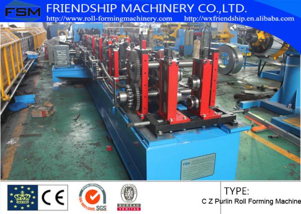 Quality PLC Control Roofing Sheet C Z Purlin Roll Forming Machine 10-15m/Min for sale