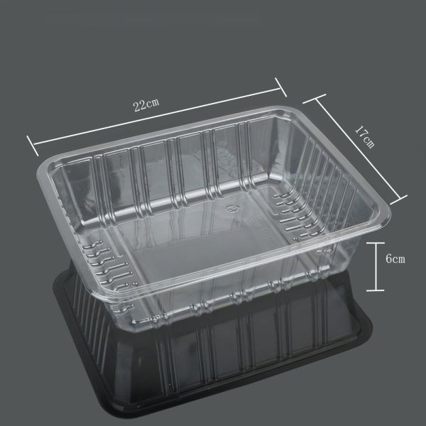 Rectangular Clear Disposable Fruit Tray Meat Vegetable Packing