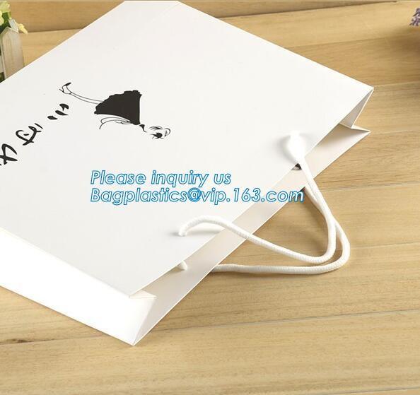 Custom your brand dark blue 3D patch coated paper bag for gift toy carrier bag with handle,Design Luxury White Custom Cr