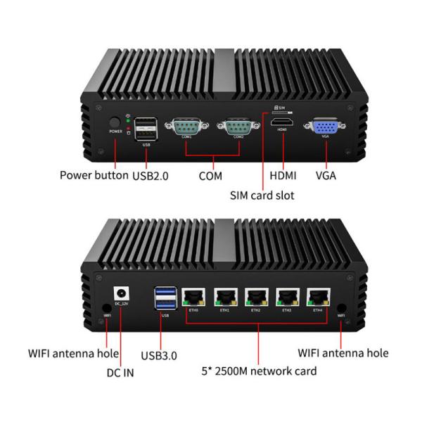 Quality N5105 Quad Core Pfsense Mini Pc 5 × 2.5G NICs AES NI For Network Security for sale