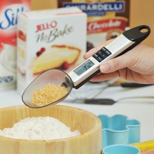 Silver Digital Measuring Spoon , Kitchen Spoon Scale With Replaceable Heads