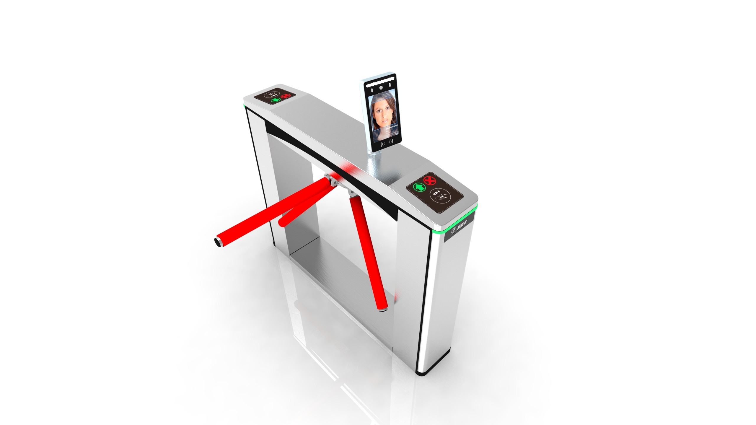 New design full-automatic SUS304 red arm tripod turnstile with face recognition