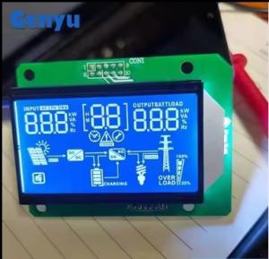 China Custom Segment LCD Display HTN Blue Negative White Characters 12 O'Clock Viewing wholesale