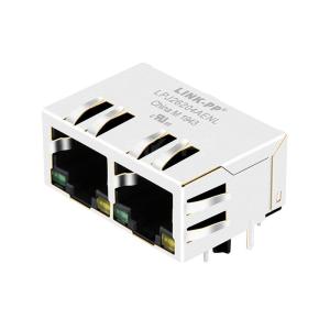China LPJ26204AENL 10/100 Base-T Tab Down Green/Yellow LED 1x2 Port RJ45 Ethernet Connector Modules wholesale