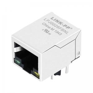 China Hanrun HY911103A Compatible LINK-PP LPJ0026FBNL 10/100 Base-T Tab Down Green/Yellow Led 1 Port Shielded Amp Shielded RJ45 Connector on sale