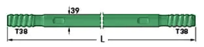 T38 Thread 1830mm Length Diamond MM Extension Rod For Construction Machinery