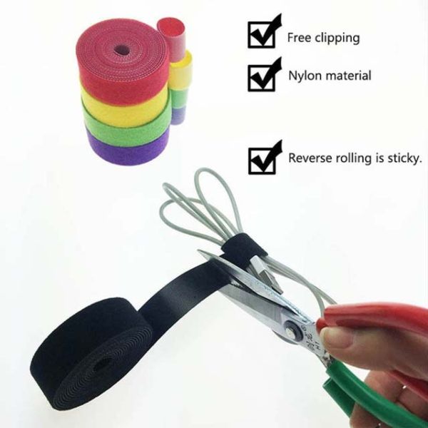 16mm*25m Back to back double sided self-locking hook and loop velcro cable tie