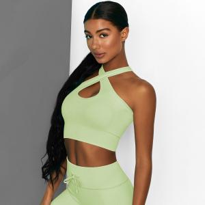 China Solid color candy fitness tank top fashion gym running cross straps bra yoga dress woman on sale