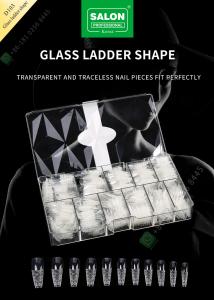 China Traceless Pieces Half Cover False Nail Tips Glass Ladder Shape For Art Salon wholesale