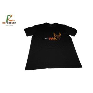 China Black Custom Printed T Shirts For Mens 100% Cotton Fabric Heat Transfer Printing on sale