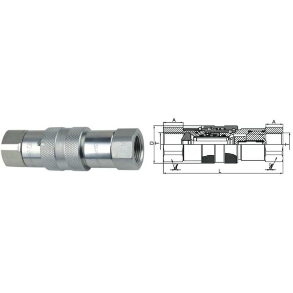 Chrome Three ISO 16028 Flat Face Couplings LSQ-PTF Single Handed Operation