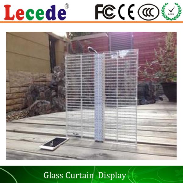 High transparency Curtain Wifi Poster Mess Transparent Glass Wall Led Display 32768pixel/㎡