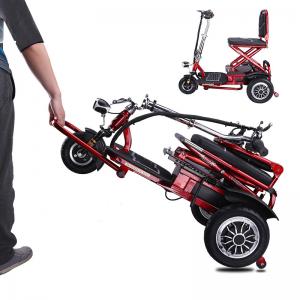 China Fortable three wheel  scooter for elderly  people folding tricycle 12AH lithium Battery wholesale