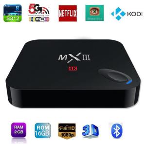 China Updated MX3 MXIII Android tv box S812 Quad core 2G/8G Kodi Loaded Dual Wifi Media Player wholesale