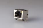 One Port Vertical RJ45 Connector , POE RJ45 Connector With Single Yellow Led And