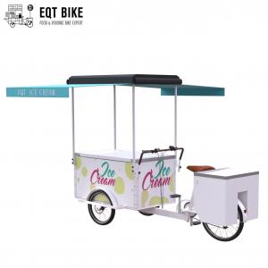 China EQT 138L Or 110L Front Load Tricycle Ice Cream Bike For Sales DC Powered Freezer Tricycle Carts Food Trike wholesale
