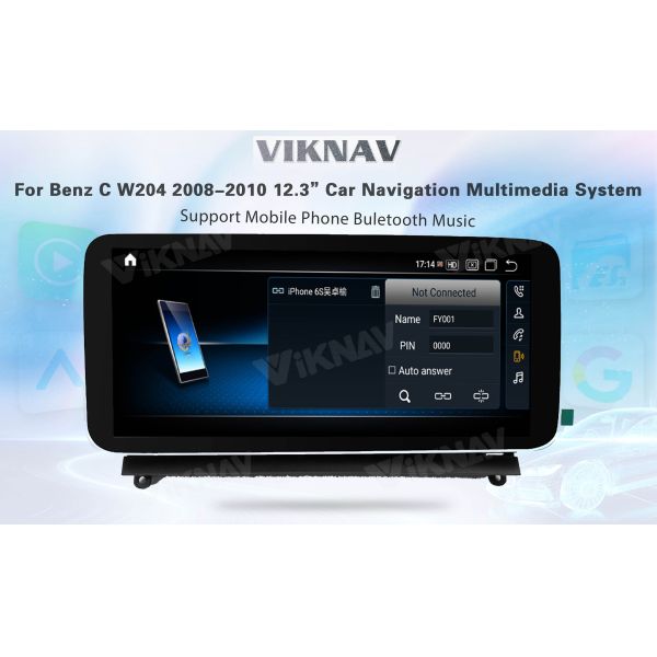 Viknav 12.3 Inch Android Car With Screen Multimedia Player For Mercedes Benz C Class W204 2008-2010 GPS 2Din NTG4.0