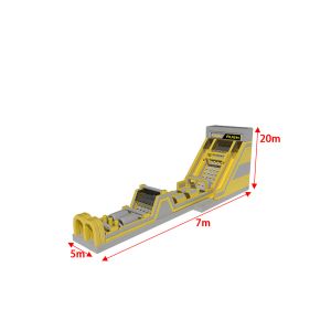 Yellow Large Toxic Rush Inflatable Obstacle Course With Challenge