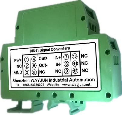 Quality WAYJUN 3000VDC isolation Potentiometer to DC Signal Transmitter signal converter green DIN35 CE approved for sale