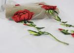 Polyester Embroideried Mesh Rose Lace Fabric , Floral Lace Netting Fabric OEM