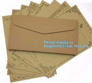 China Custom design A4 A5 A6 paper kraft gift brown envelope with string,wedding invitation fancy kraft paper foil envelopes wholesale