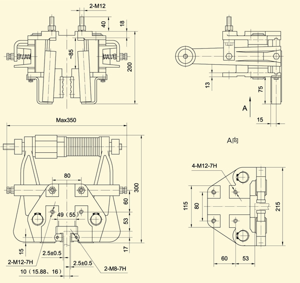 16mm Guide Rail 2.50m/S Passenger Elevator Safety Gear Safety Device