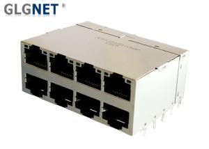 China Stacked Structure 10G RJ45 Connector 100W 4PPOE 1A Current No Spring With Light Pipe on sale