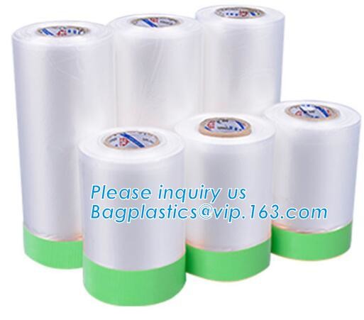 Pre-tapd paint masking film HDPE,Car paint repair masking film with tape, Hot sell masking film with adhesive tape, PAC