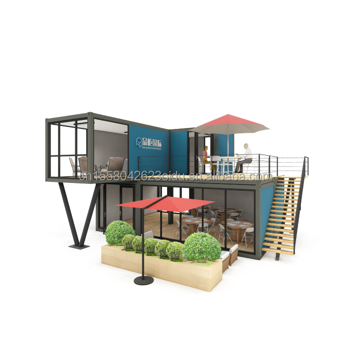 Modular Steel Buildings Hotel Container Houses Movable Prefab 40ft Shipping Fast Food Container Restaurant Cafe Coffee Shop and Bar