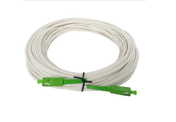 30M SC / APC To SC / APC G652D Simplex Fiber Patch Cord White Jacket High Dense