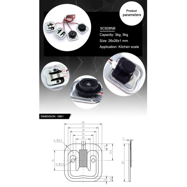 Small Thin Flat Micro Load Cell and 3kg 5kg Weight Sensor SC928NB Half Bridge 4 Pieces Kit for Precision Weighing