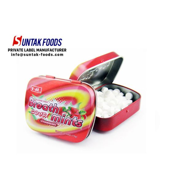 15g Supplement Sugar Free Round Mint Candy Tablet Tin Packaged