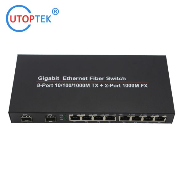 10/100/1000Mbps 8port RJ45+2port SFP/SC fiber ethernet media converter switch normal switch