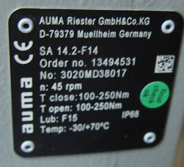 Germany AUMA Actuator Auma ELECTRIC ACTUATORS SA14.2-F14