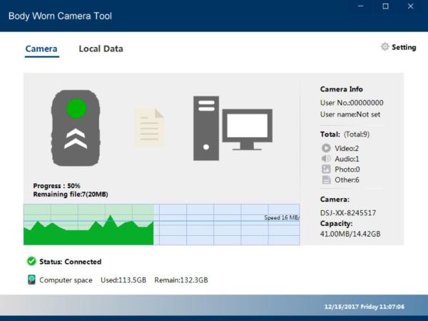 Quality Win10 Standalone Body Worn Camera Software For Data Upload To PC for sale