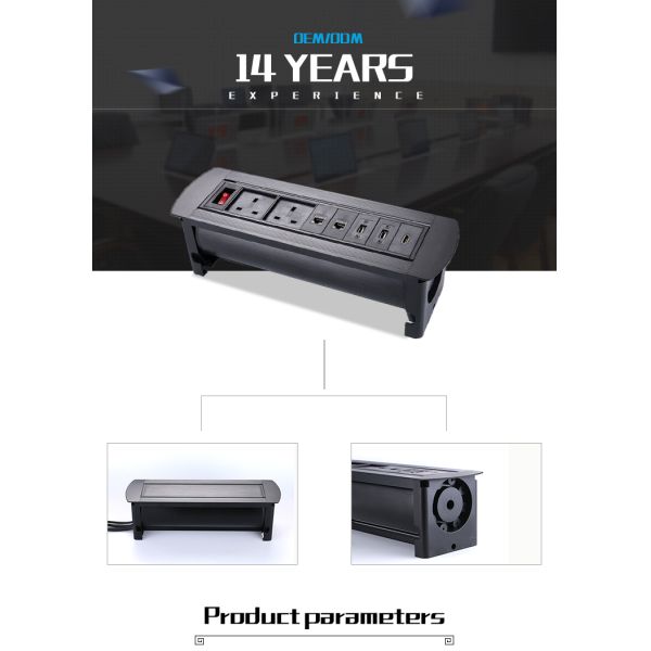 Multimedia Furniture Recessed Power Strip UK Plug Socket For Meeting Table
