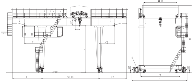 Customized 10 Ton Double Girder Rail Gantry Cranes For Warehouse