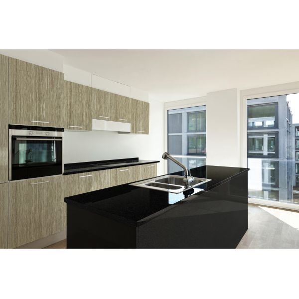 High Antifouling Engineered Artificial Quartz Stone Pure Black Surface 6.5Mohs Hardness