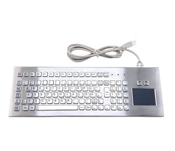 Quality Silver IP65 Industrial Desktop Keyboard With Full Functional 2 Keys Touch Pad for sale