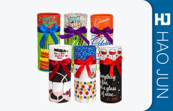 Quality Full Color Handmade Cardboard Round Boxes With Varnishing / Glossy Surface for sale