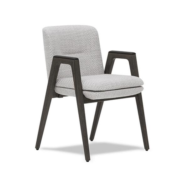 Quality Lance Stackable Fabric Upholstered Dining Chairs With Arms Wood Base New Design for sale