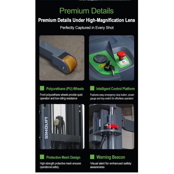 Sinolift CQDX15 CQDX20 Pedestrian Scissors Electric Reach Stacker