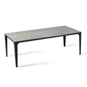 China Rectangular Glass Dining Table With Chinese Ceramic Triangular Legs on sale