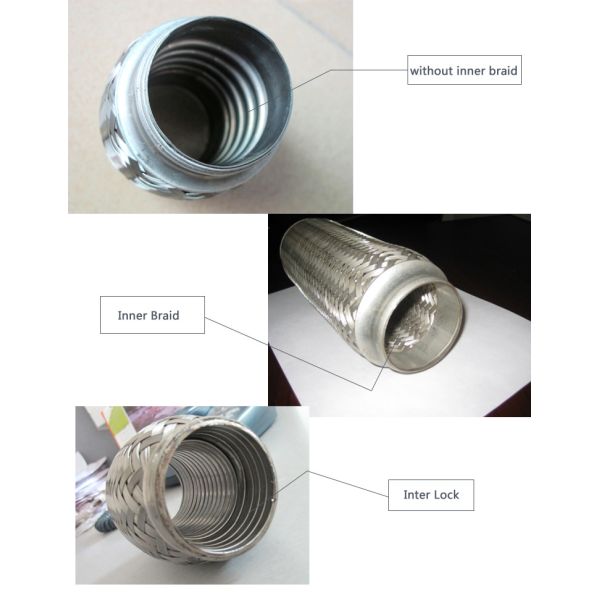 Stainless Steel Auto Exhaust Flex Pipe With Inner Braid Flexible Muffler Pipe