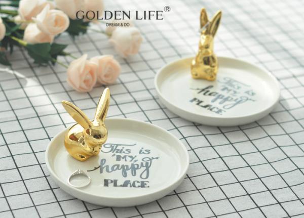 Rabbit Ring Dish Holder Jewelry Ceramic Jewelry Dish For Earrings Necklace