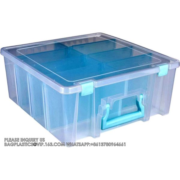 Strong Pack Plastic Organizer Box Grids, Craft Organizer Storage With Adjustable Dividers, Bead Organizer, Fishing