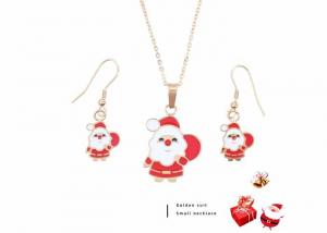 China Father Santa Claus gift package necklace set earrings stainless steel sweater chain Christmas small gift wholesale wholesale