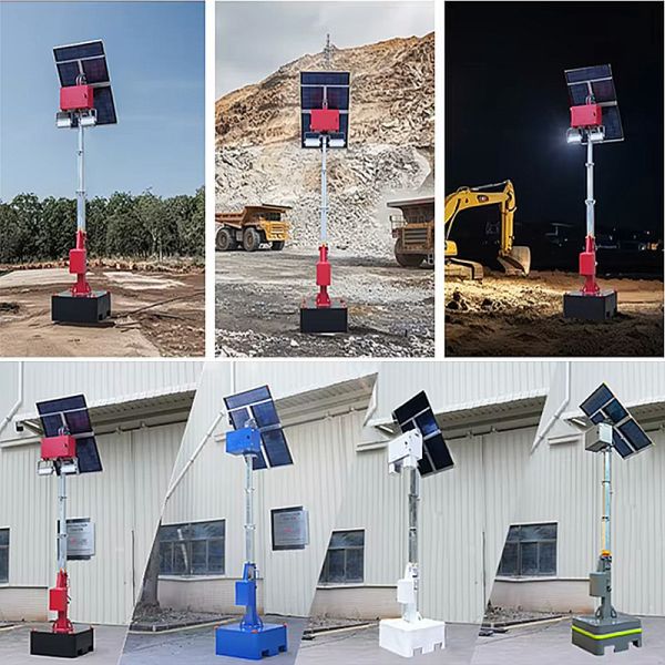 Robust Mobile Solar Light Tower Border Security Solar Surveillance Light Tower With Thermal Camera